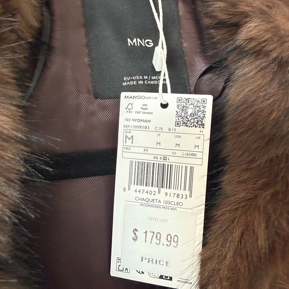 Mango faux-leather with faux fur collar coat - Picture 9 of 10